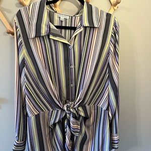Long sleeve shirt, plus size 1x, pastel stripes. NWT
